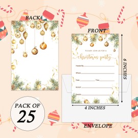 Beshoul Christmas Party Invitations with Envelopes (25-Count) - Winter Xmas Holiday Invite Cards for Bridal Shower Baby Shower Birthday Party Celebration Supplies - C01
