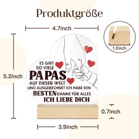 Putuo Decor Acrylic Decorative Sign – There Are So Many Papas, Lovely Table Decoration with Wooden Base, Gift for Dad, Father's Day, Birthday, Thank You