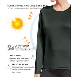 HIBETY 3 Pack Women's UPF 50+ Sun Protection Shirts, Workout Gym Long Sleeve Shirts, Quick Dry Tops(Black/White/Grey-02-L)