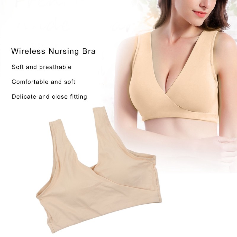 Nursing Bra Fleshcolor Wireless Cross Convenient Breastfeeding Sleep Maternity Underwear