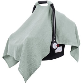 Metplus Muslin Car Seat Cover for Babies - Carseat Stroller Cover Infant Stroller Covers for Boys and Girls, Breathable & Lightweight, Fits Most Strollers & Baby Car Seats