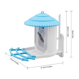 Bird Feeder with Camera, 2560 * 1440 Resolution Smart Solar Powered Bird Feeder with 130° Viewing Angle for Birds Observation