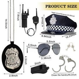 WUEURU 6 Pcs Police Accessories Kit,Cool Police Costume,Police Pretend Play Toy Set, Police Toys For Kids Police