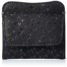 Indenya Coin Purse G, Black Deerskin x Black Lacquer Dragonfly Pattern 1208-01-008