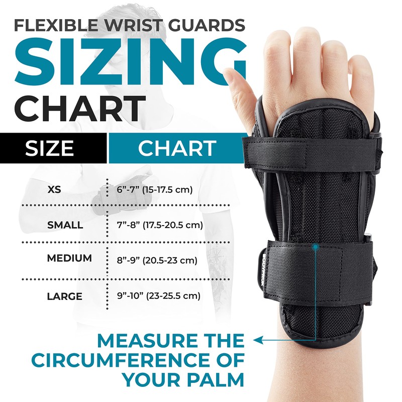BODYPROX Impact Wrist Guards (1 Pair) for Snowboarding, Skating and