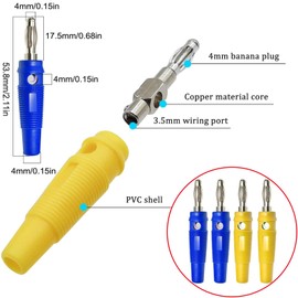 20 Stück Premium Bananenstecker 4mm Bananenstecker Lautsprecher, 20A Banana Steckverbinder, Steckergehäuse Prüfspitze Anschlussklemme, Für Kabel Endstufen Av-Receiver Hifi Stereoanlagen(Gelb Und Blau)