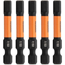 Hex 7/32" Impact Driver Bit - Railer Allen Wrench Drill Hex Bits. 1/4 Quick Release S2 Steel 2 inch 7/32" Hex Bits. (5 Pack)
