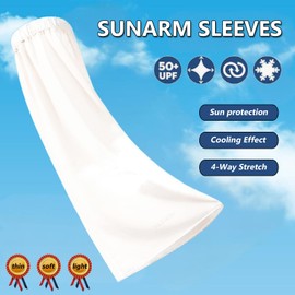 Arm & Leg Sleeves for Men Women – UPF 50 Sun Protection, Cooling UV Compression Sleeves for Outdoor Sports, Driving, Golf(White)