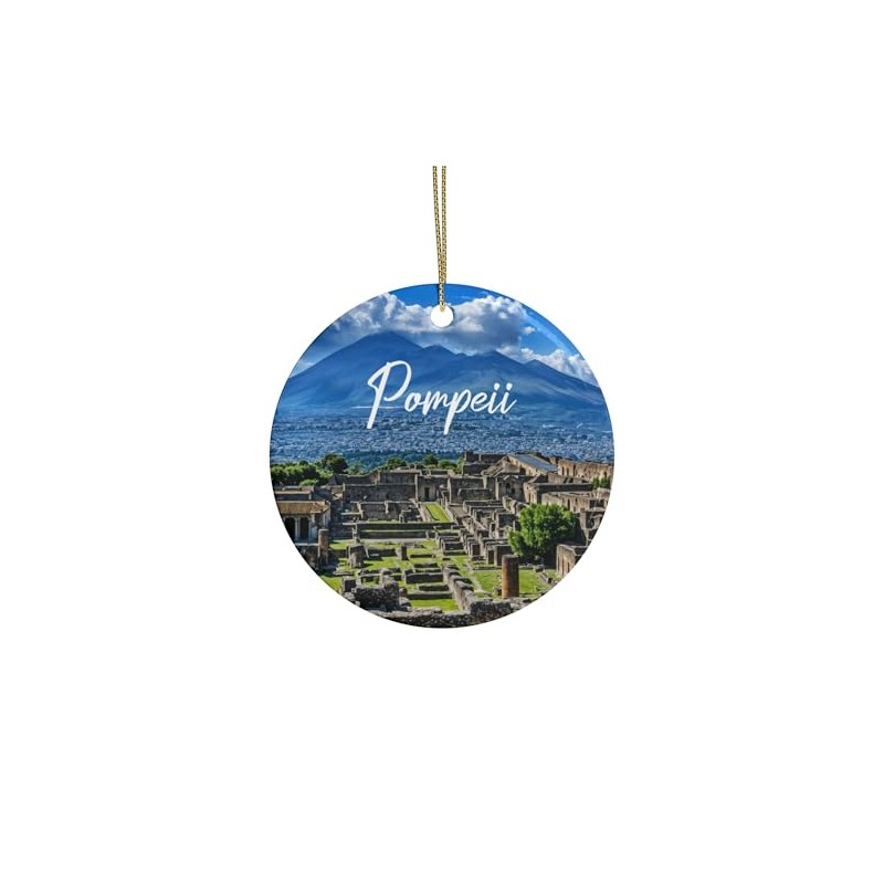 Pompeii Christmas Ornament – Double-Sided Ceramic Tree Decoration Featuring Mount