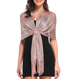 vimate Womens Shawls and Wraps, Rose Gold Shimmering Evening Shawls and Wraps for Party Dresses （UK-Rose Gold）
