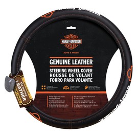 Plasticolor 006772R01 Harley-Davidson Bar and Sheild with Script Genuine Leather Steering Wheel Cover