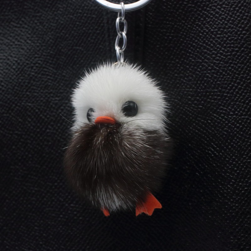 Adorable Genuine Mink Fur Duckling Keychain - Ethically Sourced, Available
