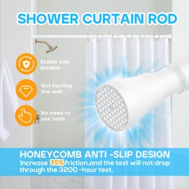 AIZESI White Shower Curtain Rod Adjustable Curtain Rods 34-59 Inch Never Rust & Non-Slip Shower rod no Drilling Shower Rods Tension Curtain Rod Curtain Rods for Bathroom Closet Doorway Cupboard