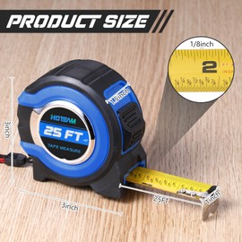 Hoteam 20 Pcs Tape Measure with Fractions 1/8 Steel Measuring Tape Retractable Easy Read Measurement Tape Steel Power Tape Wide Blade Tape Measure (25FT 1 inch)