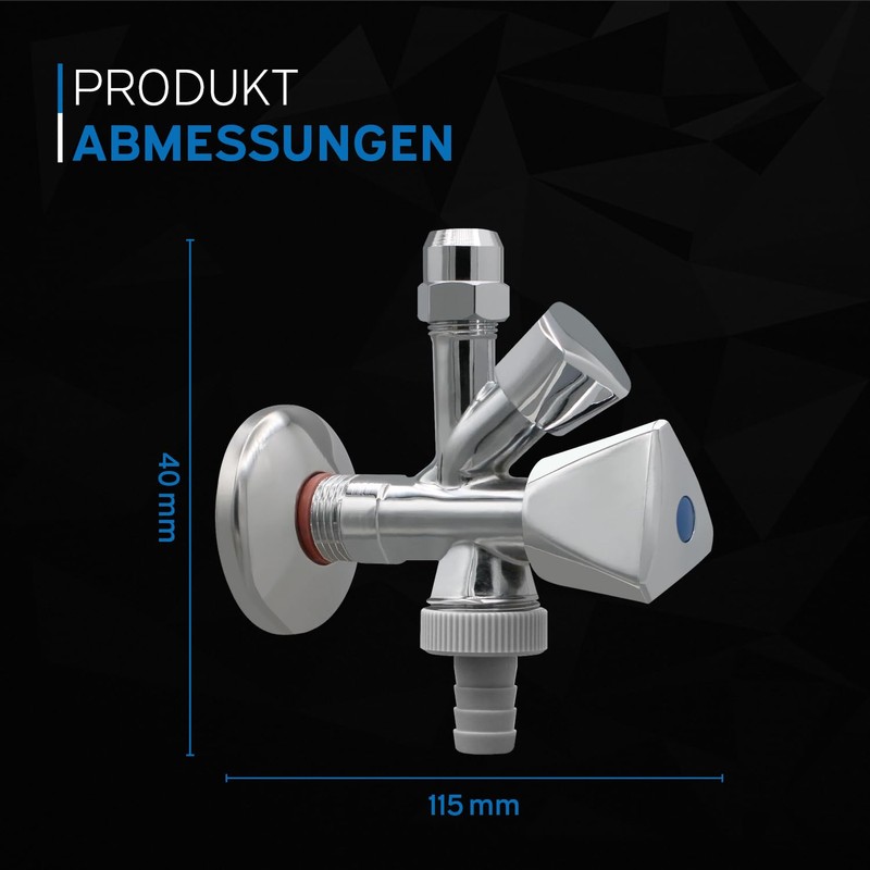 kör4u Combination Angle Valve Chrome, 1/2 Inch with Backflow Preventer,