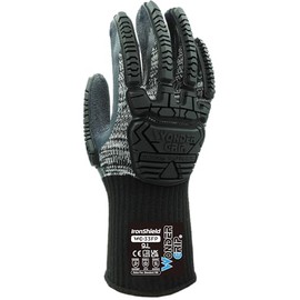 Wondergrip - Ironshield - WG-33FP Safety Gloves - Double Latex Coating - TPR Reinforcement - High Grip - Impact Protection - Heat & Cold Resistant - Durable - Grey - Large