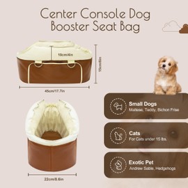 Strusery Dog Car Seat for Small Dogs, Washable Pelsbarn Dogs Bed with Non-Slip Base, Waterproof Dog Booster Seat for Car with Storage Pockets, Pet Carseat Puppy Travel Carrier Bed (Brown)
