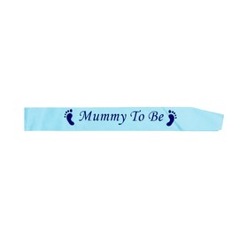 Mummy to Be Sash Blue, Satin Baby Shower Decorations, Gifts for Her, Sash Bundles Daddy - Big Sister - Grandma - Nanny - Auntie to Be Sash, 3 Colours (Pink, Blue, White)