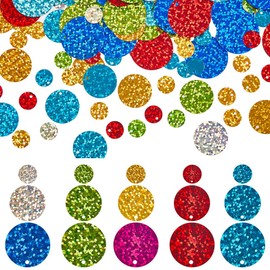 SUNNYCLUE 1000Pcs 15 Styles Flat Loose Sequins Sequin Paillettes Bulk Assorted Plastic PVC Colorful Iridescent Applique Art Round Glitters Hole Sequins for Sewing Crafting DIY Embroidery Ornaments