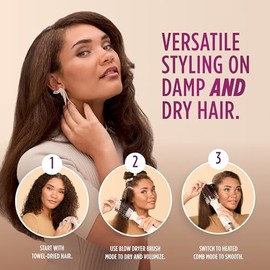 Shark HT202 SmoothStyle - Peine térmico + cepillo secador, modo dual, para todo tipo de cabello, seda