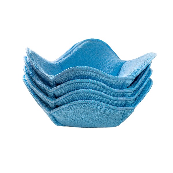 Microwave Bowl Cozy Huggers Set of 4 – Durable and Reliable – for Hot and Cold Bowls, Plates and Dishes Bowl Holder for Microwave – Bowl Cozies Ideal Household Gift by Sheff Store (Blue)