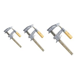 GRIPPICLAMP 3 Pc "F" Clamps Set | 6" (15.2 cm), 12" (30.5 cm) & 18" (45.7 cm) | Steel Construction with Solid Wood Handles | Plastic Protective Pads | Easy Tension Adjustment