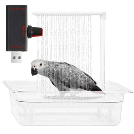 Parrot Bathtub, USB Electric Large Bird Bathtub Shower with Water Pressure Controller, Automatic Pet Bird Bath for Parakeet, Cockatiel, African Grey, Cockatoo, Bird Case Accessories, Bird Toys