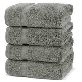 Chakir Turkish Linens Premium Cotton Absorbent Turkish Towels (Hand Towel - 4 Piece Gray)