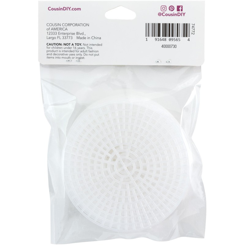 Cousin DIY #7 Size Plastic Stitching Canvas, Round 3", 10/Pkg