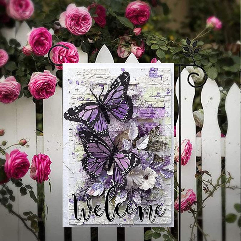 Welcome Garden Flag Spring,Summer Garden Flags for Outside 12x18 Double