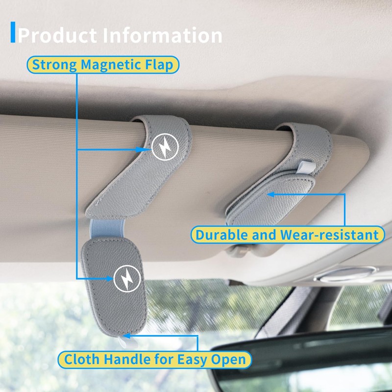 Yuoyar 2 Packs Magnetic Sunglass Holder for Car Visor -