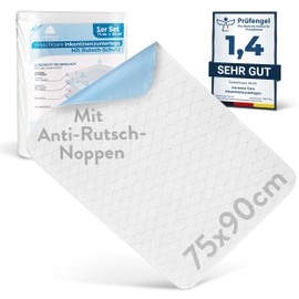 Harmony Care® Inkontinenzunterlage waschbar 75x90 cm [mit Anti-Rutsch-Noppen] - 4X rutschfeste Inkontinenzauflage - atmungsaktive Inkontinenz Bettunterlage