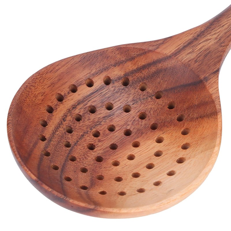 Slotted Spoon, Wooden Slotted Spoon Skimmer Spoon Non Stick Slotted