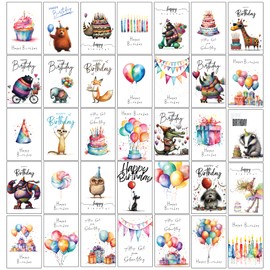 the lazy panda card company Set of 36 High Quality Birthday Cards - Congratulations & Postcards for Birthday - Happy Birthday Cards in Postcard Set - Men Women