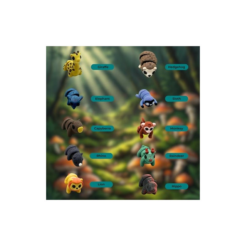 10-Pack Safari & Jungle 3D Printed Articulated Fidget Figures -