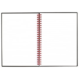 Black n' Red Notebook, Business Journal, 8-1/4" x 5-7/8", 70 Sheets, Ruled, Optik Paper, Scribzee App, Flexible Poly Cover, Wirebound, Black (C67009)