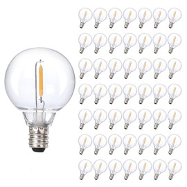 Sdduenled 50pack G40 LED Replacement Light Bulbs 120V 0.6W E12 Screw Base Shatterproof Globe Bulbs for Outdoor String Lights Dimmable Edison Light Bulbs for Patio Decor, 2700K Warm White
