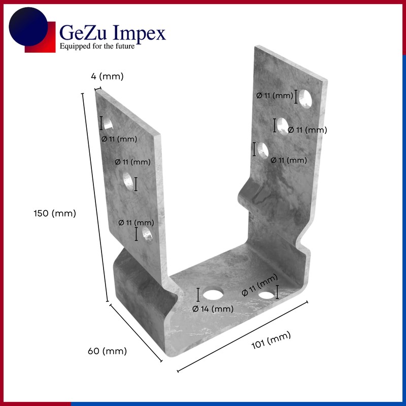 GeZu Impex® U-Post Support 101 mm Dowelable with Beading Post