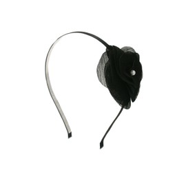 Mia Flower Headband, Black Chiffon with Pearl Center, Hair Accessory for Women and Girls 1 pc