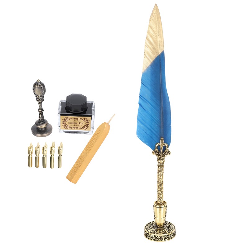 Quill Pen Set Feather Writing Drawing Dip Pen Students Teacher