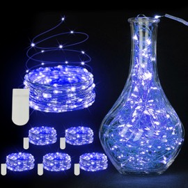 JUSTPRO - Paquete de 6 luces de hadas que funcionan con pilas, 20 luces LED impermeables de alambre plateado para decoración de bodas, centros de mesa, manualidades, tarros de albañil, decoración de