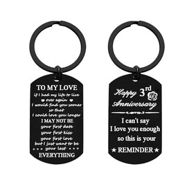 Nfyxcaz Anniversary Keyring Gifts for Him Her Happy Wedding Anniversary for Husband Wife Happy Anniversary Keychain for Boyfriend Girlfriend (3rd Anniversary Keychain)