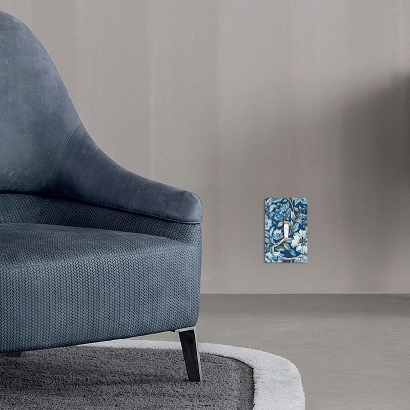 PPZCXWP Blue Flowers Branches Leaves Floral Pattern Light Switch Covers