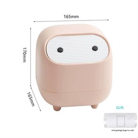 AIWE7D cubeta de basura pequeño con tapa para computadora, mini cubeta de basura a presión, papelera de oficina para mesa, mesa de centro, cocina (rosa)