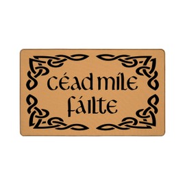 ETYZE Outdoor Mat Welcome Mat Boho, Vintage Home Decor Outdoor Mat, Cead Mile Failte Rug, Céad Míle Fáilte A Hundred Thousand Welcomes, 30x17 Inch, Brown