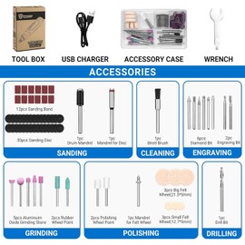 Mini Cordless Rotary Tool:DEKOPRO 3.7V Rotary Tool Variable Speed Display with Type-C Charging, Power Rotary Tool with 70 Accessories for Sanding, Engraving, Polishing, Drilling, DIY (Blue)