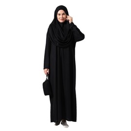 ihvan online Muslim Dresses for Women, One-Piece Long Sleeve Hijab Abaya Full-Length Islamic Prayer Dress, Black, Standart Sizes: 2-12 (XS-XXL)