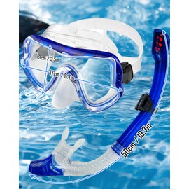 Adult Snorkeling Gear Set - Anti-Fog Scuba Diving Mask with 180°Panoramic Ultra-Clear View, Easy-Breathing Design, Professional Snorkel Mask for Adults in Blue