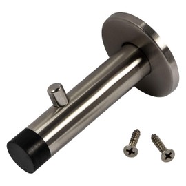 Gedotec Design Wall Door Buffer Stainless Steel Door Stopper with Coat Hook SMOVI Rubber Buffer for Wall Mounting | Depth: 90 mm | 1 Piece - Wall Buffer with Clothes Hooks Including Mounting Material