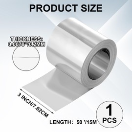 Blulu 1 Roll 3 Inch 50 Feet Zinc Metal Strip Wide Zinc Strip for Roof Moss Roofing Roll Metal Flashing for Garden Moss Fungus Stains Algae Prevention Sheet, Silver